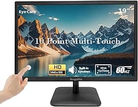 19 Inch Touchscreen Monitor HD 1440x900P, Built-in Speakers, VESA, TN Panel Desktop PC Touch Screen Monitor with HDMI & VGA & Type-B Ports, Low-blue Light Computer Touch Display, 60Hz, Black