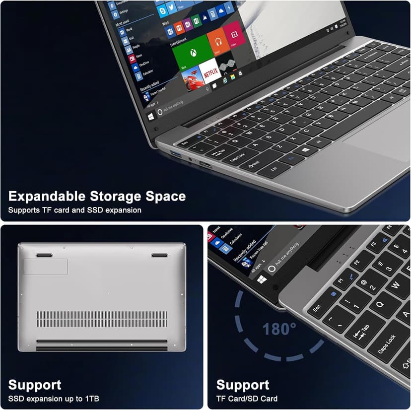 2025 Laptop Computer 14 Inch Win 11 256GB SSD Up to 1TB SSD Expand Laptops Celeron N4020 Up to 2.8Ghz 1920x1080 FHD Dual WiFi BT4.2 with Webcam Keyboard Protect Flim for Business Student-Gray