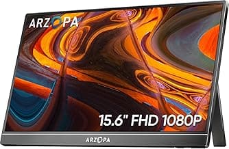 ARZOPA Portable Monitor 15.6'' FHD 1080P - Ultra-Slim Portable Laptop Monitor with Kickstand - IPS Display for PC, MAC, Phone, Xbox, PS5 - USB C & HDMI Connectivity - A1