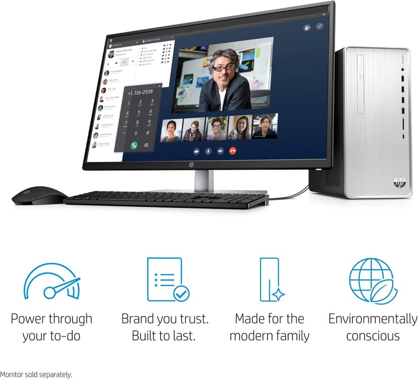 HP Pavilion Desktop, 10th Gen Intel Core i7-10700 Processor, 16 GB RAM, 1 TB hard drive + 256 GB SSD, Windows 10 Home (TP01-1070, Silver)