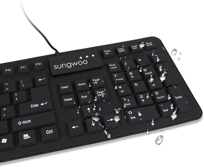Sungwoo Foldable Silicone USB Wired Standard Waterproof Rollup Keyboard for PC Notebook Laptop, Full Size (Black)