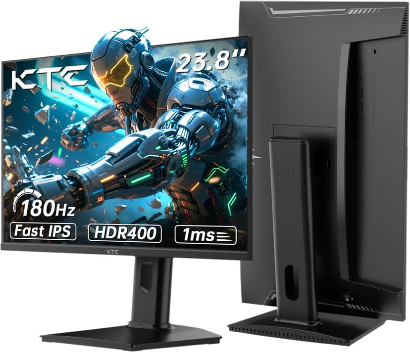 24 inch Gaming Monitor QHD 180Hz, Fast IPS 1440p Computer Monitor, Up to 185Hz, 1ms, G-Sync/FreeSync, HDR400, Height Adjustable, 2 x HDMI, 1 x DP H24T7