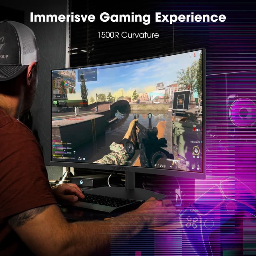 Sceptre Curved 24-inch Gaming Monitor 1500R DisplayPort HDMI X2 Eye Care 100% sRGB Build-in Speakers, 1ms 100Hz Machine Black 2024 (C248W-FW100T Series)