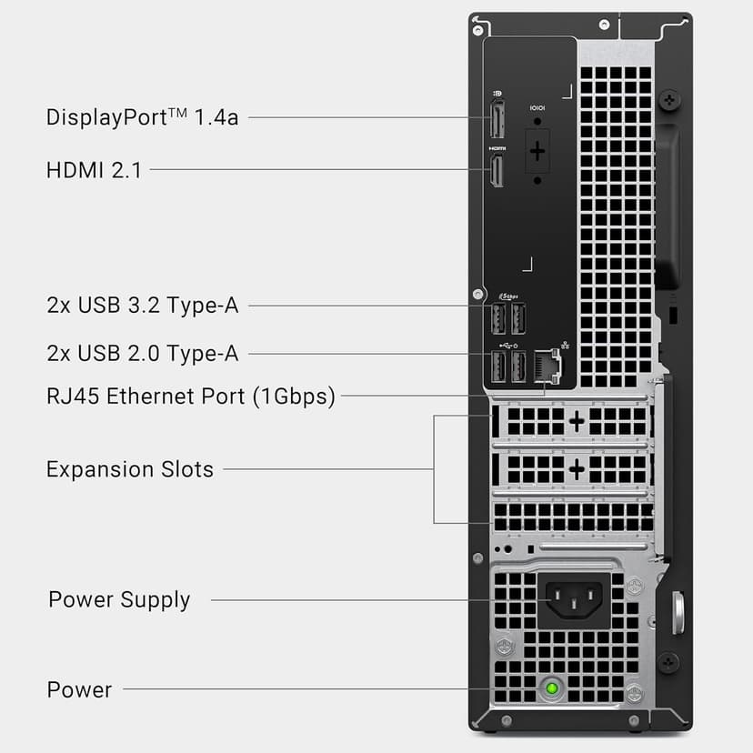 Dell Slim Desktop ECS1250 - Intel Core Ultra 5-225 Processor, Intel UHD Graphics, 16GB DDR5 5600MT/s Memory, 512GB M.2 SSD, 3.0 SD Card Reader, Wired Keyboard and Mouse, Basic Onsite Service