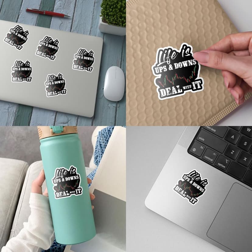 3 Pcs Life is Ups and Downs Day Trader Stock & Forex Trading Sticker Day Trader Forex Trading Chart Stock Trading Accessories Stickers Gift Laptop Bottle Phone Car Helmet Hard Hat Funny Gifts 3"x3"