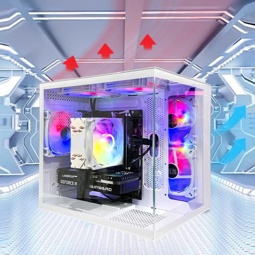 Gaming PC Core I5-12400F(6Cores Up to 4.4G) RTX 3050 6G Nvme SSD 1TB 32GB RAM 650W WiFi 6 Prebuilt Towers Desktop Computer White