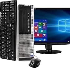 Dell Optiplex 990 Desktop PC Bundle with WiFi Adapter - Intel Quad Core i5 3.2GHz, 16GB RAM, 1TB HDD, DVD-RW, Windows 10 Pro, WiFi Adapter, 17 Inch LCD, Keyboard, Mouse (Renewed)