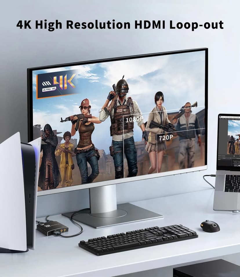 Capture Card for Streaming, HDMI to USB3.0 1080P 60FPS Audio Video Adapter, with 4K HDMI Loop-Out, for Recording/Streaming, Compatible with Nintendo Switch/Xbox/PS5/OBS/Camera/PC/Laptop