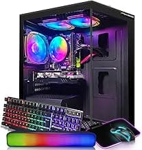 STGAubron Gaming PC Desktop, Radeon RX 580 16G GDDR5, Intel Core i7 up to 3.9G, 16G RAM, 512G SSD, 600M WiFi, BT 5.0, RGB Fan x3, RGB BT Sound Bar, Windows 10 Home