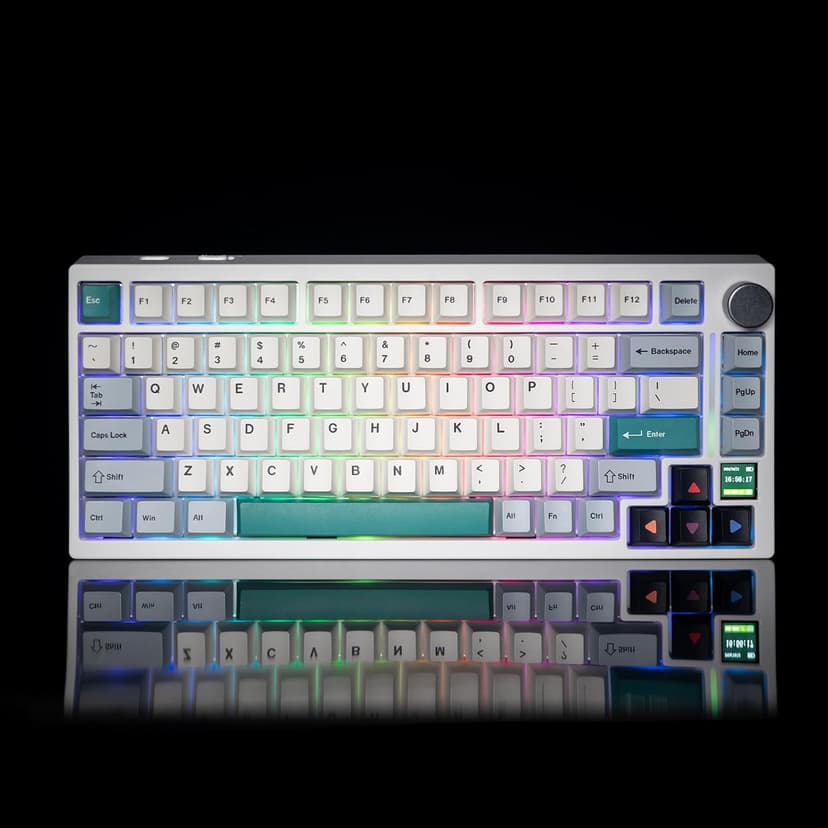 GK GAMAKAY TK75 V2 75% Silent Mechanical Keyboard with TFT Screen, Hot Swap RGB Bluetooth 5.0/2.4GHz Wireless/USB-C Wired PBT Cherry Profile Keycaps Gaming Keyboard (GamaKay Pegasus Switch)