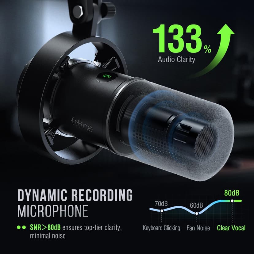 FIFINE Dynamic Microphone, XLR/USB Podcast Recording PC Microphone for Vocal Voice-Over Streaming, Studio Metal Mic with Mute, Headphone Jack, Monitoring Volume Control, Windscreen-Amplitank K688