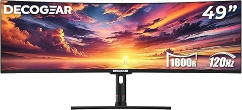 Deco Gear 49" Curved Ultrawide 5K Gaming Monitor, 32:9, 120 Hz, 101% NTSC 100% sRGB, Adjustable, Home Office and Entertainment Workstation