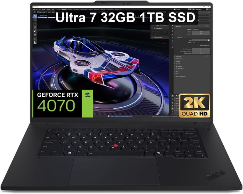 Lenovo ThinkPad P1 Gen 7 Mobile Workstation Laptop (16" 2K 100% sRGB 165Hz, NVIDIA RTX 4070 8GB, Intel Ultra 7 165H, 32GB DDR5 CAMM2 RAM, 1TB SSD) 2X Thunderbolt 4, Wi-Fi 7, 5MP IR Webcam, Win 11 Pro