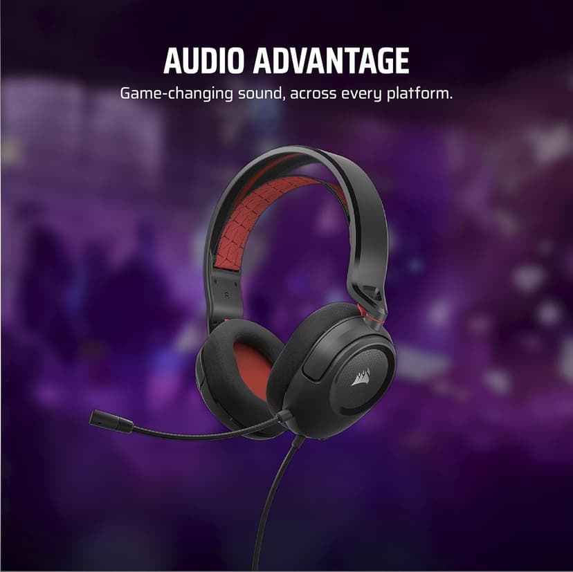 Corsair HS35 v2 Multiplatform Wired Gaming Headset – Flexible Omni-Directional Microphone – Universal 3.5mm Connection – PC, Mac, PS5, PS4, Xbox, Nintendo Switch, Mobile – Red