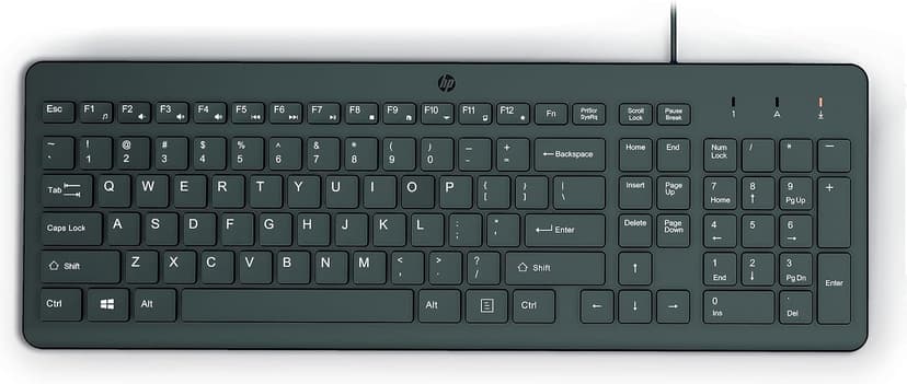 HP 150 Wired Keyboard with Numeric Keypad - Silent-Touch Chiclet Keyboard - Ergonomic, Comfortable - USB Plug-and-Connectivity, LED Indicators (664R5AA, Black)
