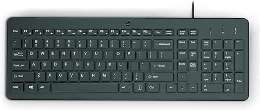 HP 150 Wired Keyboard with Numeric Keypad - Silent-Touch Chiclet Keyboard - Ergonomic, Comfortable - USB Plug-and-Connectivity, LED Indicators (664R5AA, Black)