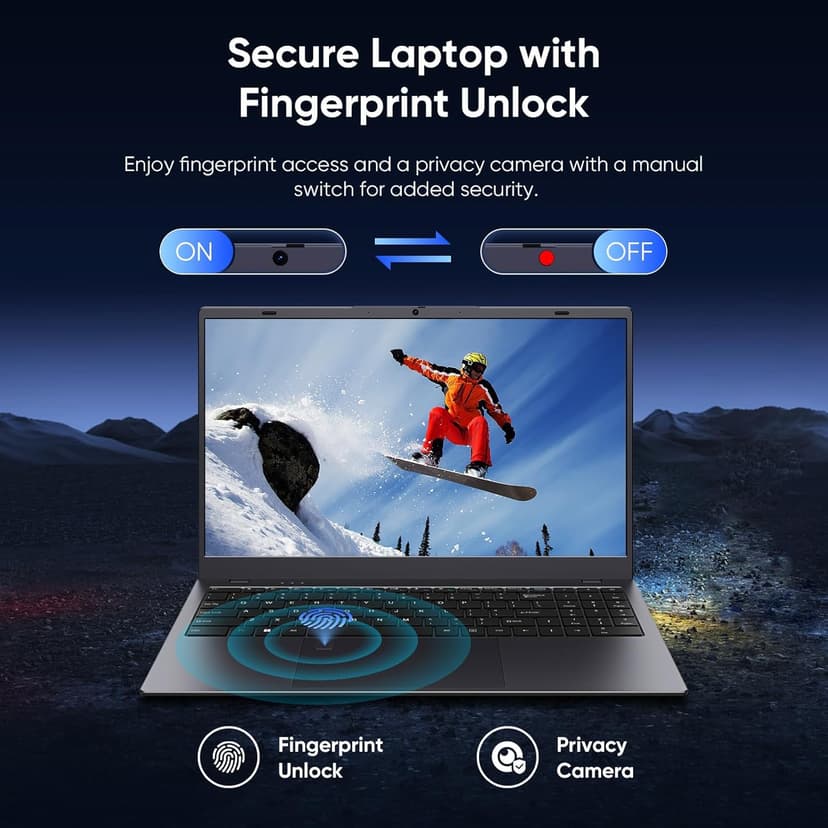 Coolby 15.6inch Windows 11 Laptop, 12GB RAM/256GB SSD, 1920x1080 IPS Display, Intel N95(Beats N5095) Quad Core Laptop Computer, Support Fingerprint, WiFi 5, BT