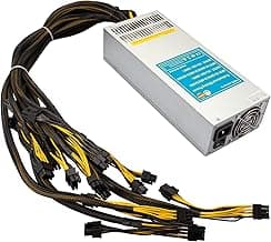 VTRETU 2000W Mining Power Supply 2U Miner PSU 110-264V for ETH Miner Machine, Support 8 GPU Mining rig, with 12000 RPM Powerful Fan (10 Connection Cables and 1 Power Cord
