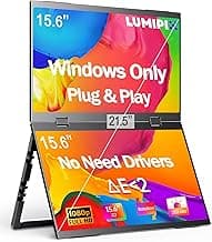 Portable Monitor 15.6" Foldable Dual Screen | Plug & Play for PC/Android/Switch/Xbox/PS5 | FHD 1080P HDR Foldable Travel Display with HDMI/USB-C | Ideal for Gaming, Office & Outdoor