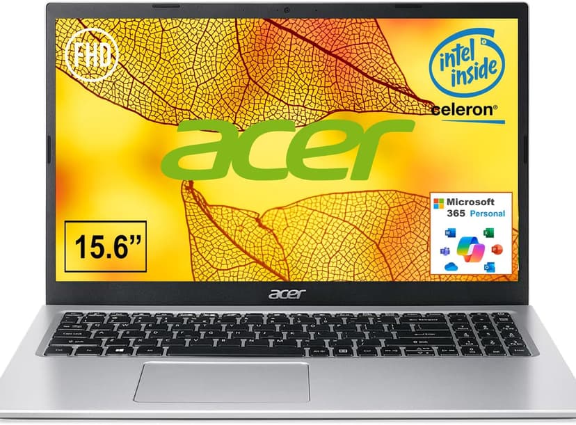 acer Aspire 15.6" Windows 11 Laptop | for Students and Business | Intel Celeron Dual-Core | Intel UHD Graphics | Wi-Fi & Bluetooth | Ethernet & HDMI | 1-Yr Microsoft 365 | 8GB RAM, 256GB SSD