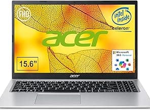 acer Aspire 15.6" Windows 11 Laptop | for Students and Business | Intel Celeron Dual-Core | Intel UHD Graphics | Wi-Fi & Bluetooth | Ethernet & HDMI | 1-Yr Microsoft 365 | 8GB RAM, 256GB SSD