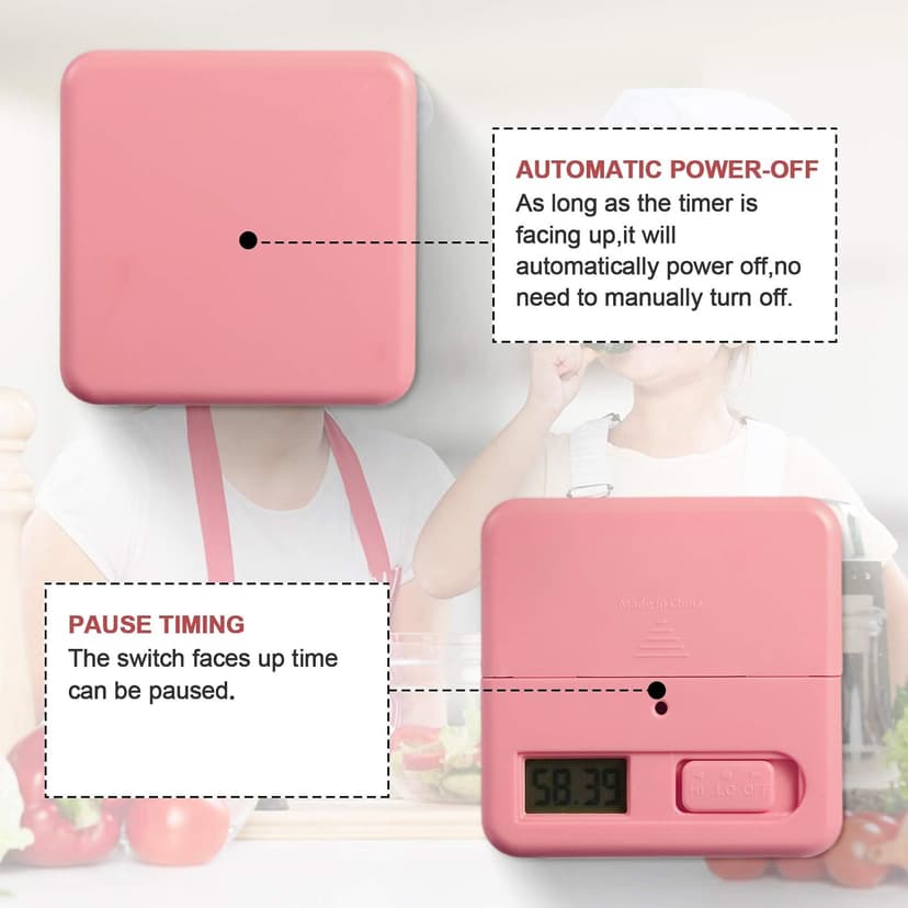 Weewooday Cube Timer Productivity Flip Timer for ADHD Block Gravity Sensor Kitchen Desk Study Time Countdown Learning Management Workout Classroom Gift 15 20 30 60 Minutes 2.6 Inch(Pink)