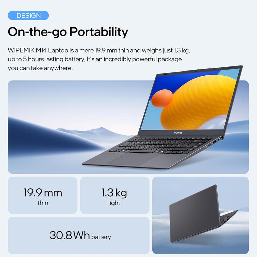 Laptop Computer, 8GB RAM, 128GB SSD, Quad-Core N5095 Processor Laptop, 14" HD Display Laptops, Support WiFi 5, Bluetooth 5.0, USB 3.0, Webcam, Pre-Installed Office Pro Plus 2024