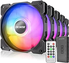 RGB Fans 5 Pack, 4-Pin PWM & 3-Pin Addressable RGB, 120mm Air Series Fans (Included ARGB Controller Hub & Remote)