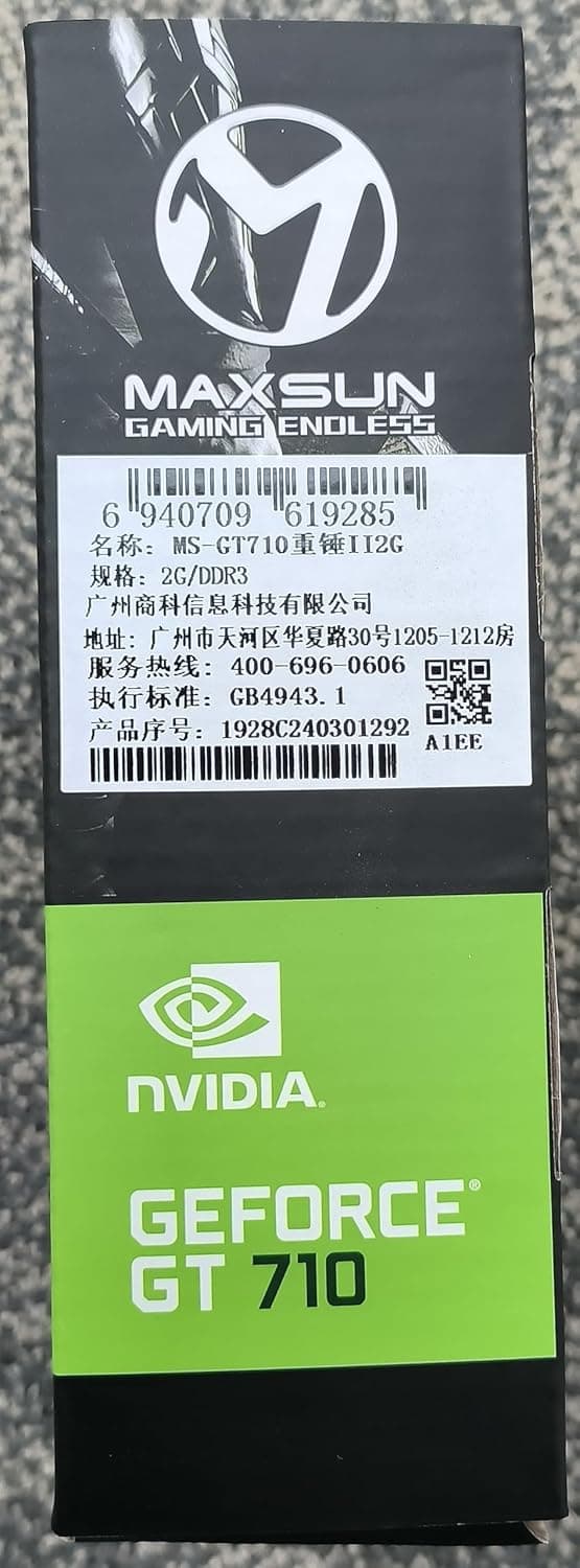 maxsun GEFORCE GT 710 2GB Low Profile Ready Small Form Factor Video Graphics Card GPU Support DirectX12 OpenGL4.5, Low Consumption, VGA, DVI-D, HDMI, HDCP, Fanless Cooling