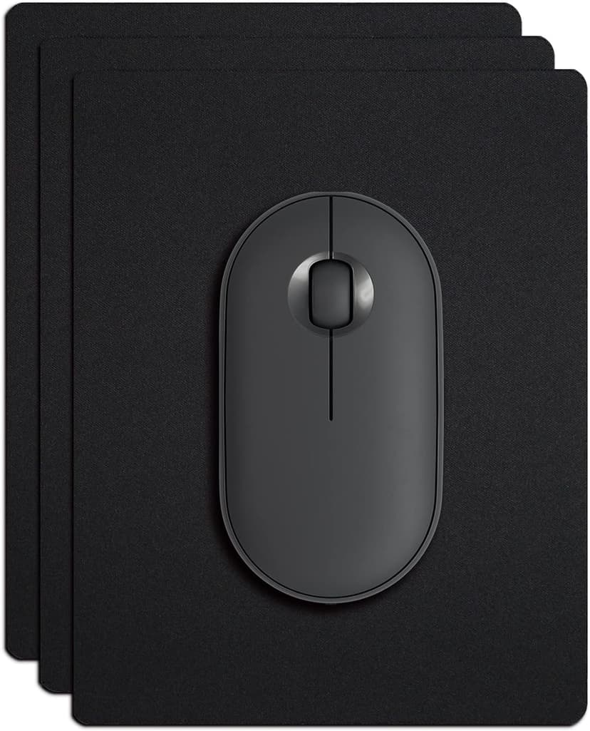 Small Mouse Pad 3 Pack, Mini Mouse Pads for Wireless Mouse and Laptop Computer, Portable Mousepad with Non-Slip Rubber Base & Waterproof Surface - Black -5.5 x 7 in