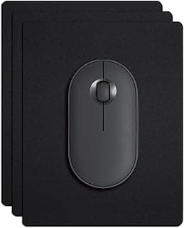 Small Mouse Pad 3 Pack, Mini Mouse Pads for Wireless Mouse and Laptop Computer, Portable Mousepad with Non-Slip Rubber Base & Waterproof Surface - Black -5.5 x 7 in