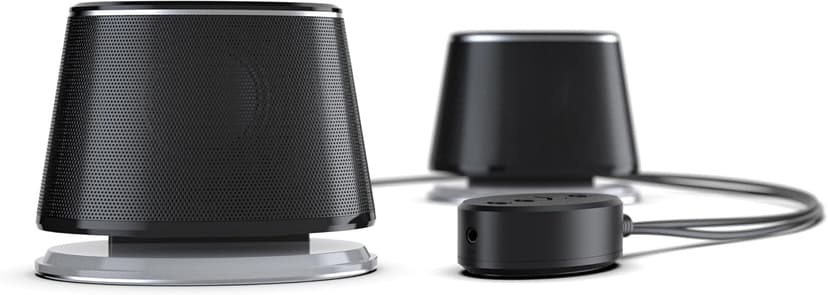 Amazon Basics Bluetooth and USB Computer Speakers with Blue Lighting, Large, Black