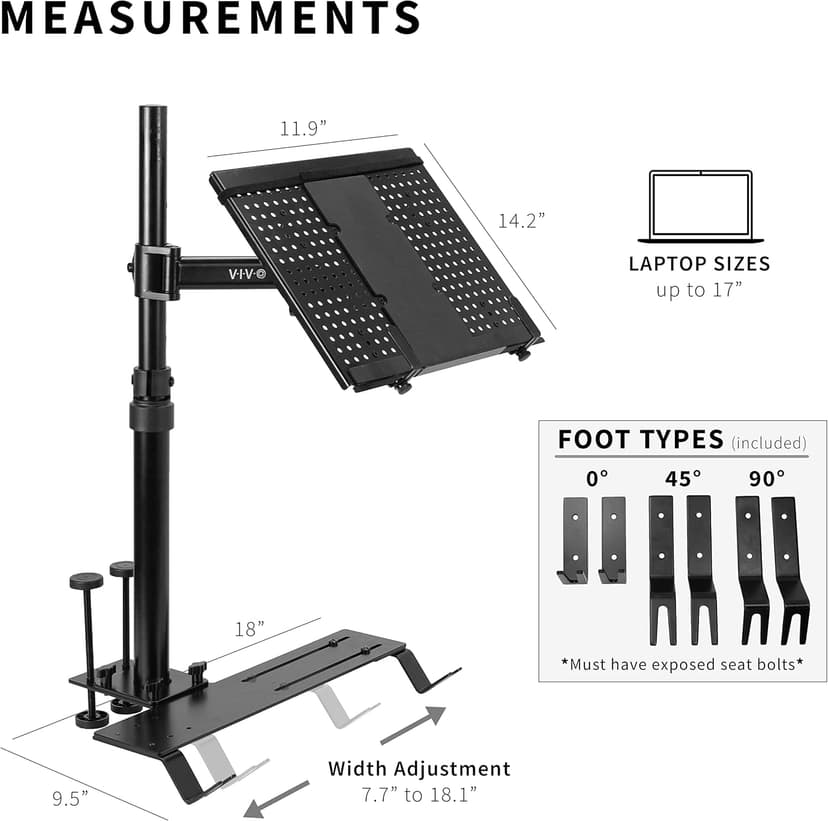 VIVO Single Laptop Car Mount, Fully Adjustable Extension, Notebook Stand for Trucks, Vans, and SUVs, Articulation and Height Adjustment, Black, MOUNT-CAR01