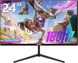 24inch Gaming Computer Monitor FHD1920x1080,180Hz Refresh Rate AMD FreeSync Premium Display, Eye Care, HDMI,1ms MPRT Ideal for Gaming Entertainment Work Support Wall Mount Install（75 * 75mm）