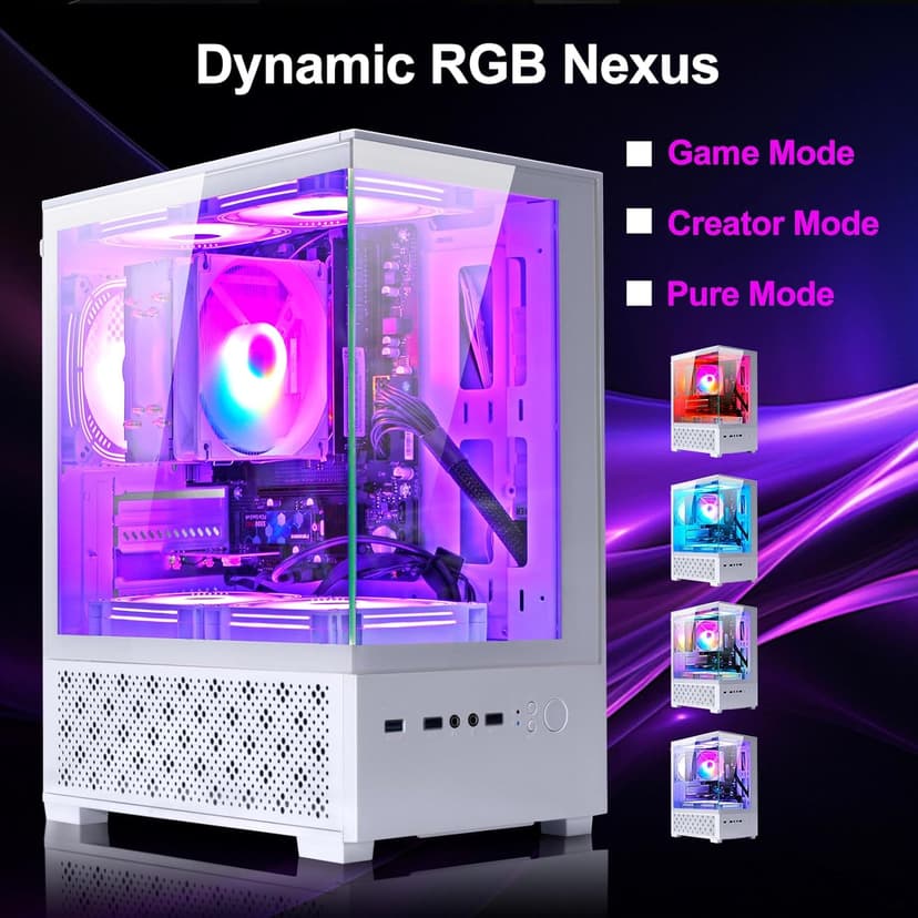 LXZ Desktop PC Computer AMD Ryzen 7-5700G 8 core 3.9GHz, 16G DDR4 RAM, 512GB NVME SSD, Tower Computer with Power Supply 400W for Home and Office (White)
