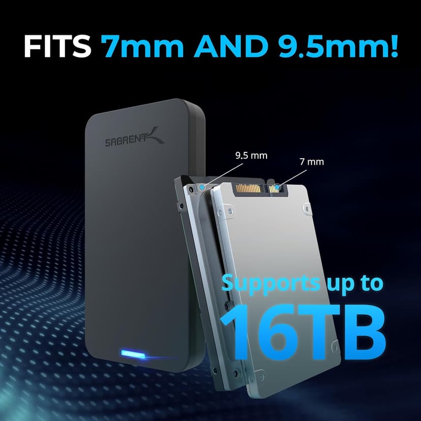 SABRENT 2.5 Inch SATA to USB 3.0 Tool Free External Hard Drive Enclosure [Optimized for SSD, Support UASP SATA III] Black (EC-UASP)