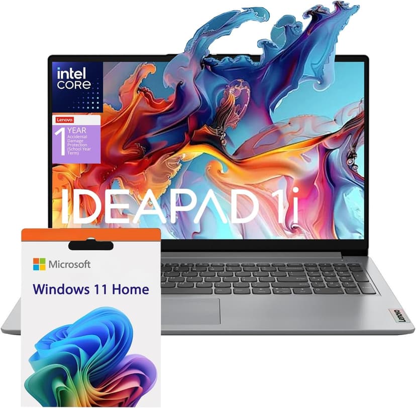Lenovo Essential Laptop | Ideapad 1i | 20GB RAM | 15.6" FHD Display | 1TB PCIe+128GB eMMc Storage | 1 Yr Office 365 + Lenovo ADP | Intel Dual-Cores Processor | HDMI | Wi-Fi 6 | Win 11 Home | Gray