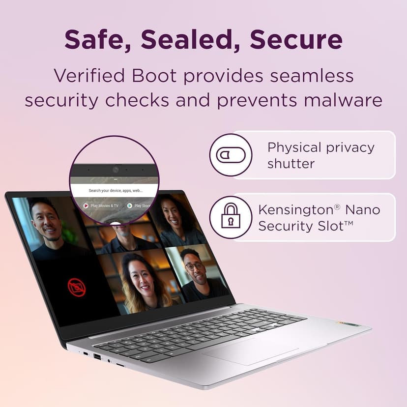 Lenovo Chromebook 15 (15.6" FHD, 4GB RAM, 192GB Storage (64GB eMMC + 128GB SD Card) 2TB Cloud Storage, Intel Celeron) Home & Student Laptop, Webcam, Wi-Fi 6, 10-Hour Long Battery Life, Chrome OS