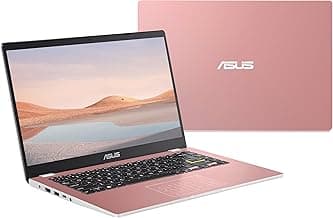 ASUS 2022 14" Thin Light Business Student Laptop Computer, Intel Celeron N4020 Processor, 4GB DDR4 RAM, 320 GB Storage, 12Hours Battery, Webcam, Zoom Meeting, Win11 + 1 Year Office 365, Rose Gold
