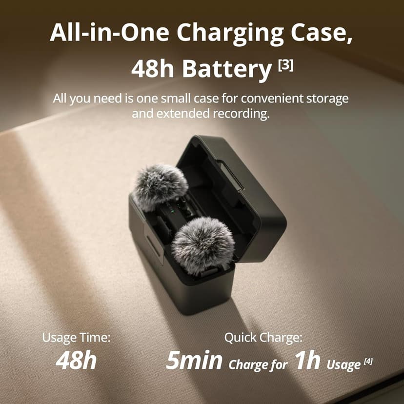 DJI Mic Mini (2 TX + 1 RX + Charging Case), Wireless Lavalier Microphone for iPhone/Camera/Android, Ultralight, Detail-Rich Audio, 48h Use, Noise Cancelling, Automatic Limiting, Vlog, Streaming