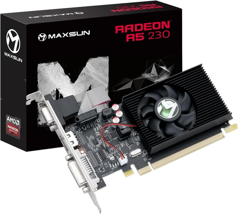 maxsun AMD R5 230 Computer Graphics Card, 2G GDDR3, HDMI VGA DVI Video Card ITX SFF Low Profile Ready GPU