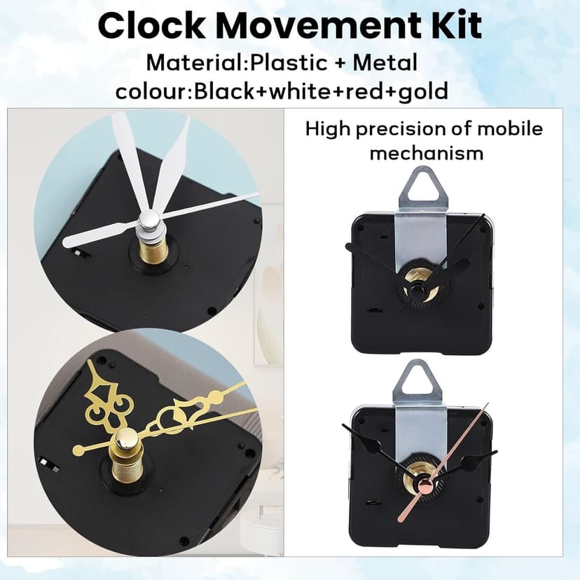 5 Pcs Clock Movement Mechanism Parts Silence Quartz DIY Wall Clock with 7 Different Pairs Clock Hands Replacement Kit