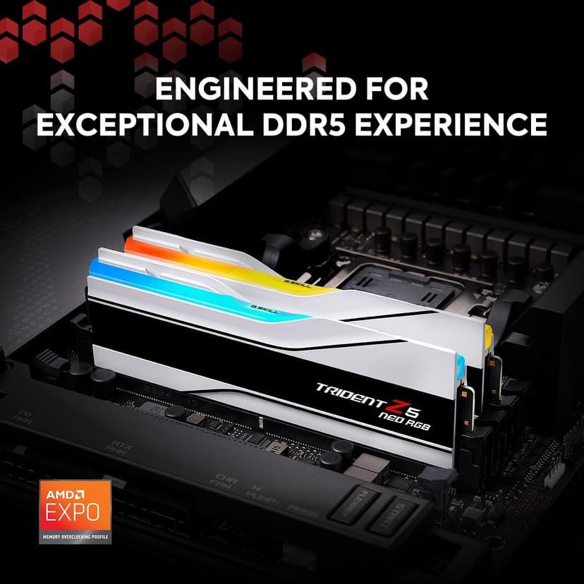 G.SKILL Trident Z5 Neo RGB Series (AMD Expo) DDR5 RAM 32GB (2x16GB) 6000MT/s CL30-36-36-96 1.35V Desktop Computer Memory UDIMM - Matte White (F5-6000J3036F16GX2-TZ5NRW)