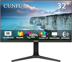 32 inch 4K UHD (3840 x 2160) Monitor IPS Ultra-Thin Computer Monitor 60Hz sRGB 100% Built-in Dual Speakers HDR10 VESA DisplayPort HDMI Height/Tilt/Pivot Adjustment