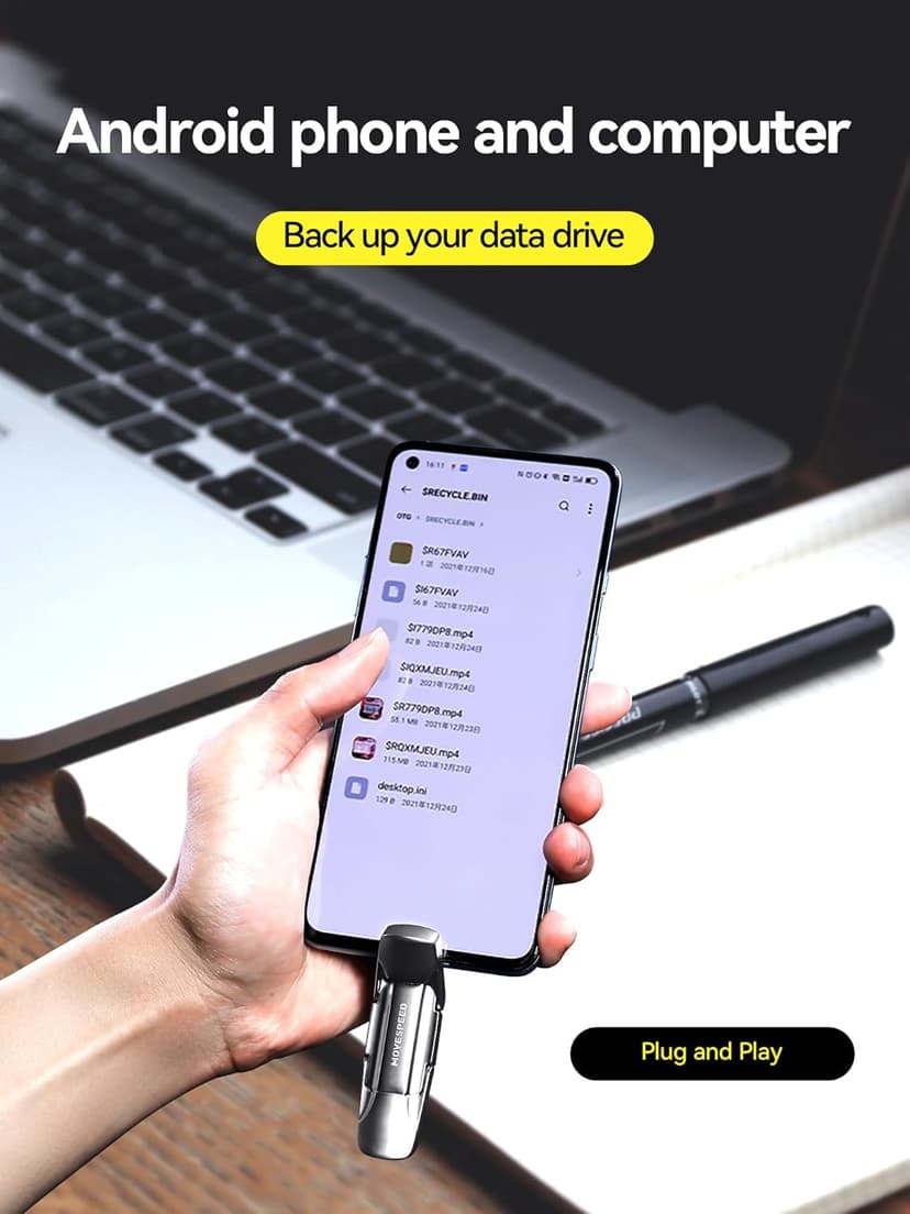 MOVE SPEED 1TB Solid State Flash Drive 570MB/s High Speed Type C + USB 3.2 Drive Dual Port, Thumb Drive Compatible with iPhone 15, 16 Series/Android Phone/MacBook/Audio/Smart TV