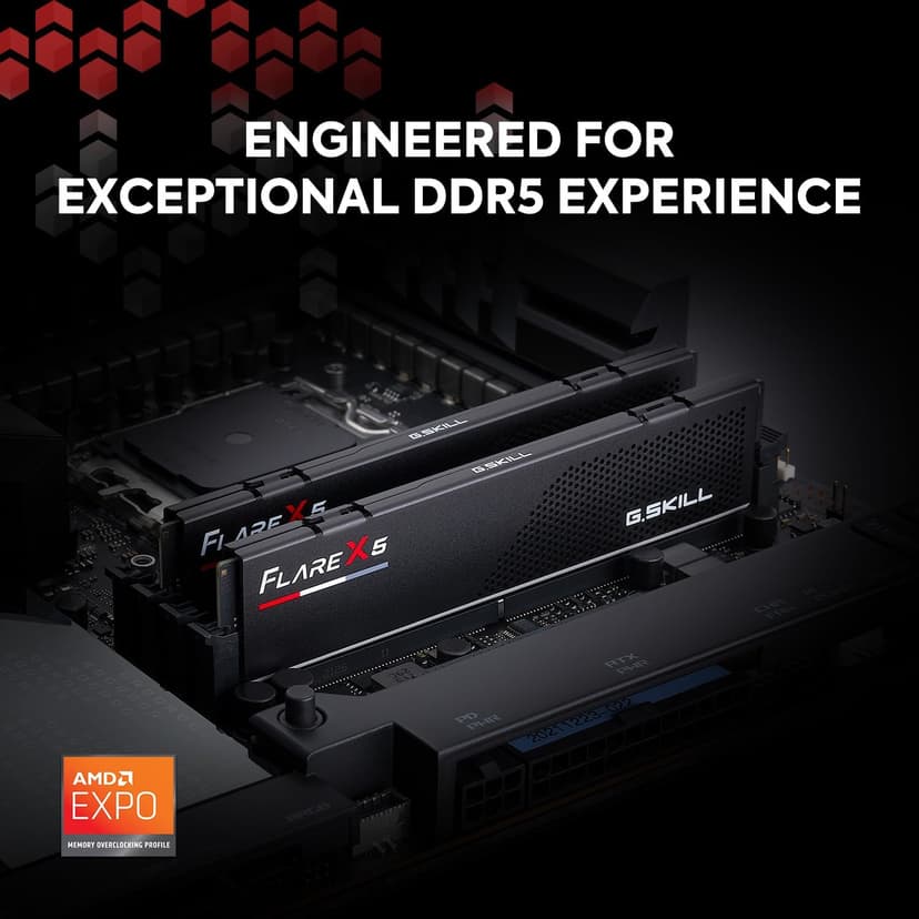 G.SKILL Flare X5 Series (AMD Expo) DDR5 RAM 64GB (2x32GB) 6000MT/s CL30-40-40-96 1.40V Desktop Computer Memory UDIMM - Matte Black (F5-6000J3040G32GX2-FX5)