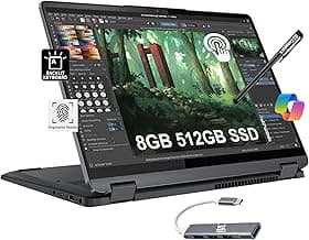 Lenovo IdeaPad Flex 5i 2-in-1 Laptop (14" FHD+ Touchscreen, Intel Core i3-1215U, 8GB RAM, 512GB SSD) Convertible, Fingerprint, Backlit, FHD Webcam, 9-Hr Battery Life, IST Pen & HUB, Win 11 Home, Grey