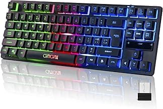 CHONCHOW Wireless LED Keyboard, Rechargeable 87 Key RGB LED Backlit Wireless Gaming Keyboard for PC, PS4, PS5, Xbox One