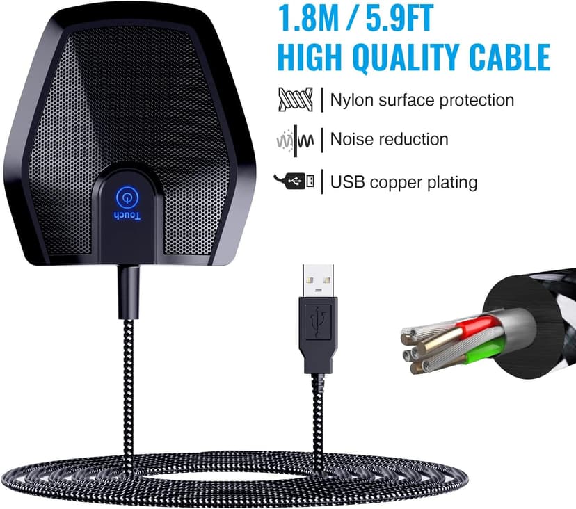 TONOR Conference USB Microphone, Omnidirectional Condenser PC Mic for Video Conference, Recording, Skype, Online Class, Court Reporter, Plug & Play Compatible with Mac OS X Windows PC Compute, G11