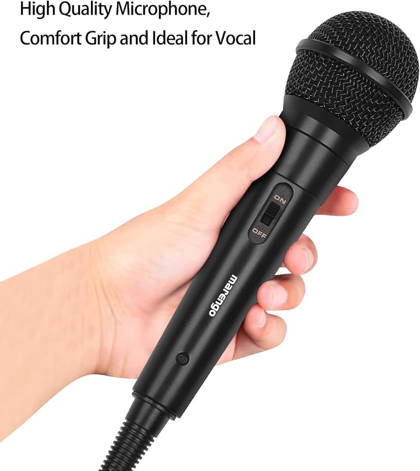 Marengo Handheld Wired Microphone, Cardioid Dynamic Vocal Mic with 13ft Cable and ON/Off Switch, Ideally Suited for Speakers, Karaoke Singing Machine, Amp, Mixer